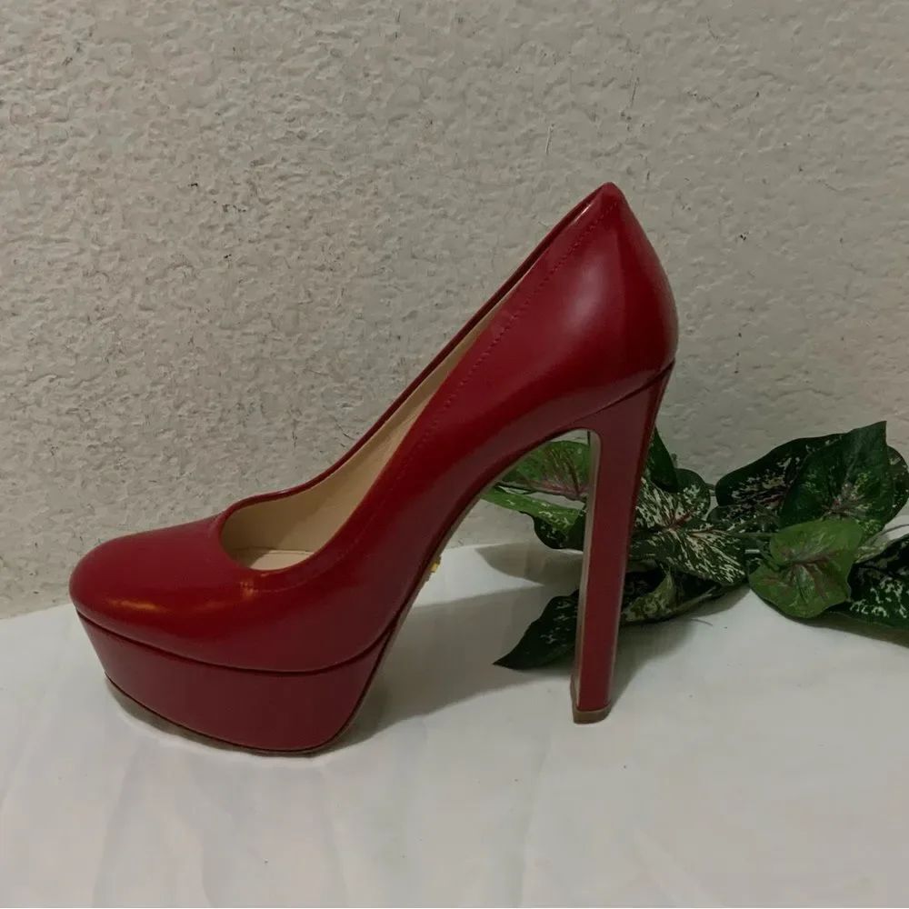 Prada | Red Patent Leather Platform Pumps Sz 37 1/2